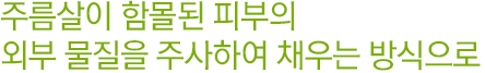 주름살이 함몰된 피부의 외부 물질을 주사하여 채우는 방식으로