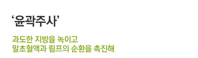 윤곽주사. 과도한 지방을 녹이고 말초혈액과 림프의 순환을 촉진해