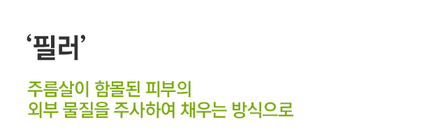 필러. 주름살이 함몰된 피부의 외부 물질을 주사하여 채우는 방식으로